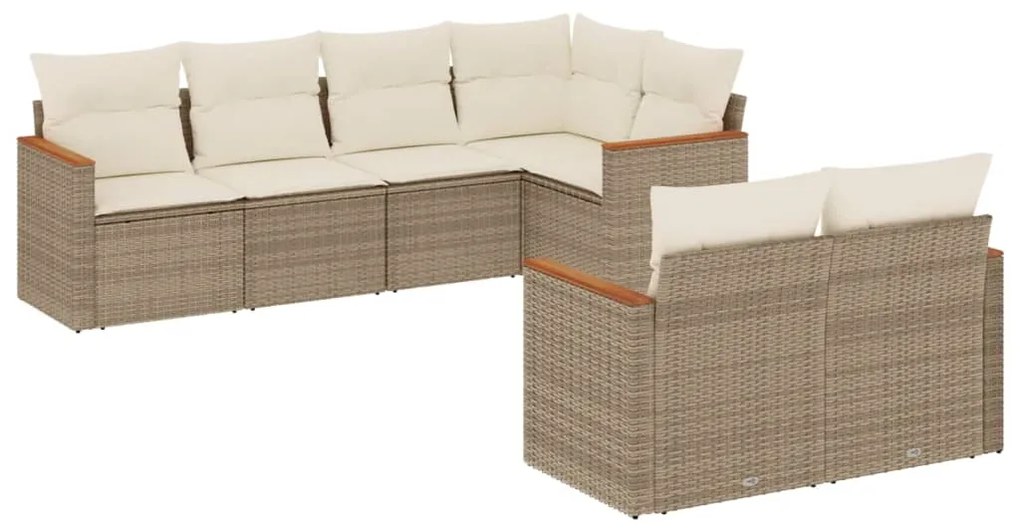 Set divani da giardino 7 pz con cuscini beige in polyrattan