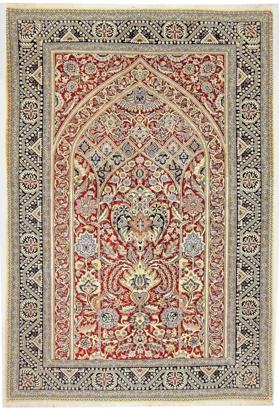 Ghom Tappeto 140x200 Rosso (Iran) Annodato A Mano