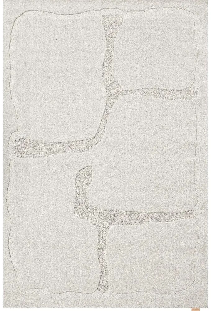 Tappeto in lana grigio chiaro 133x190 cm Morphic Organica - Agnella