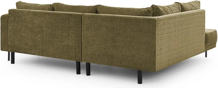 Divano angolare verde (con penisola a sinistra/a L) con rivestimento in ciniglia Mauris – Ropez