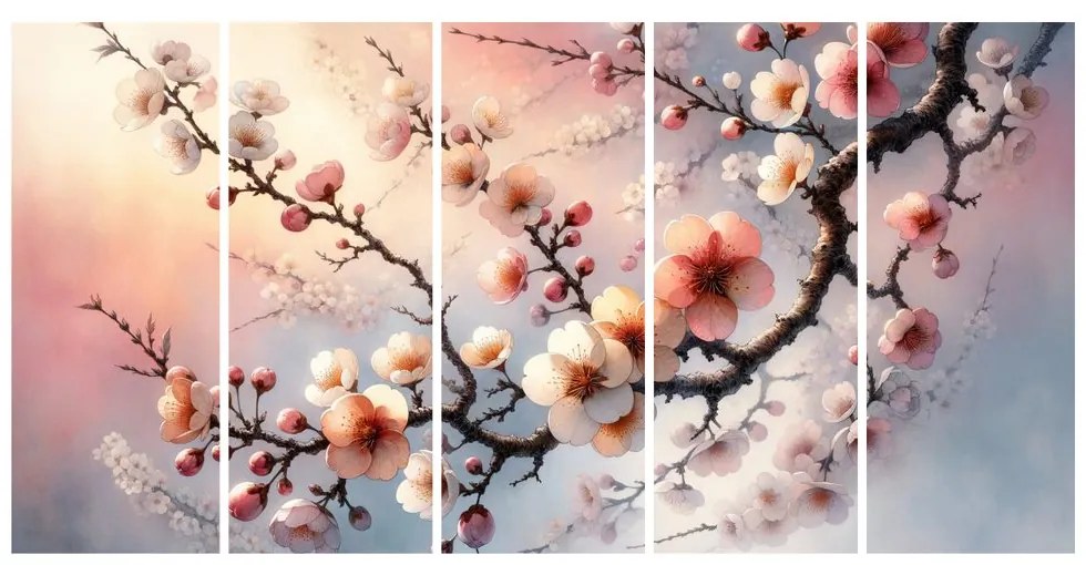 Quadri 5 pezzi – Ramo in fiore