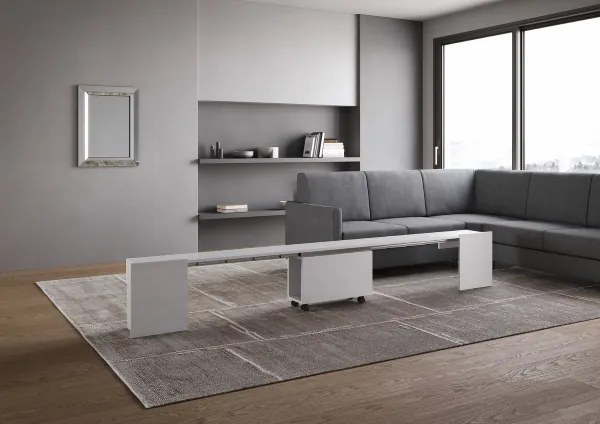 Seduta con ruote allungabile a 300 cm per consolle ELIA Bianco Frassino