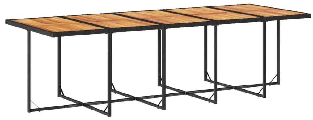 Set da pranzo da giardino 11 pz con cuscini in polyrattan nero