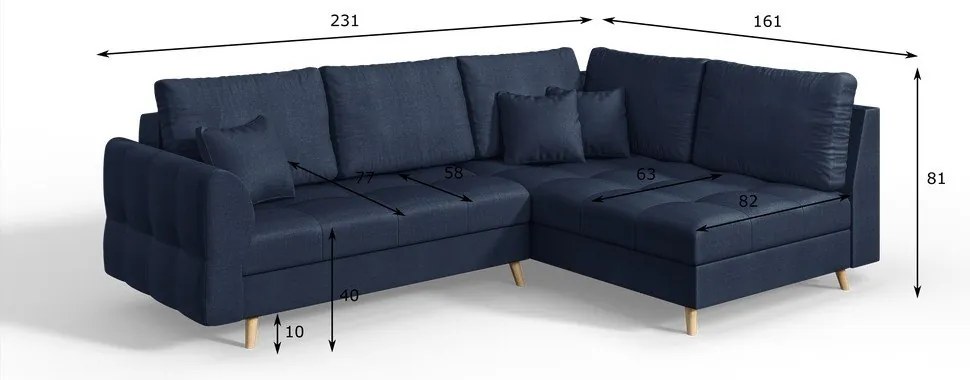 Divano angolare blu scuro (angolo destro) Ariella - Ropez