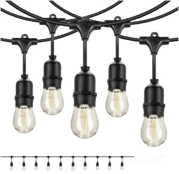 Catena decorativa da esterno LED BAJA ST64 10xE27/1W/230V 10,9m IP44 bianco caldo