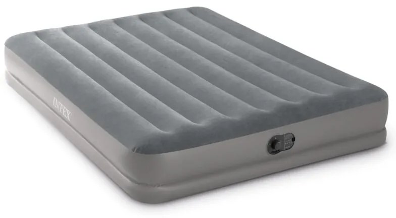 64114 - Materasso Gonfiabile Dura-Beam Prestige Mid-Rise Matrimoniale, con Pompa usb incorporata, pvc, Grigio, 152x203x30 cm - Intex
