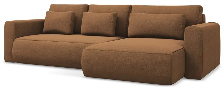 Divano angolare color terracotta allungabile/con contenitore (con penisola a destra/con chaise lounge) Kapua – Makamii