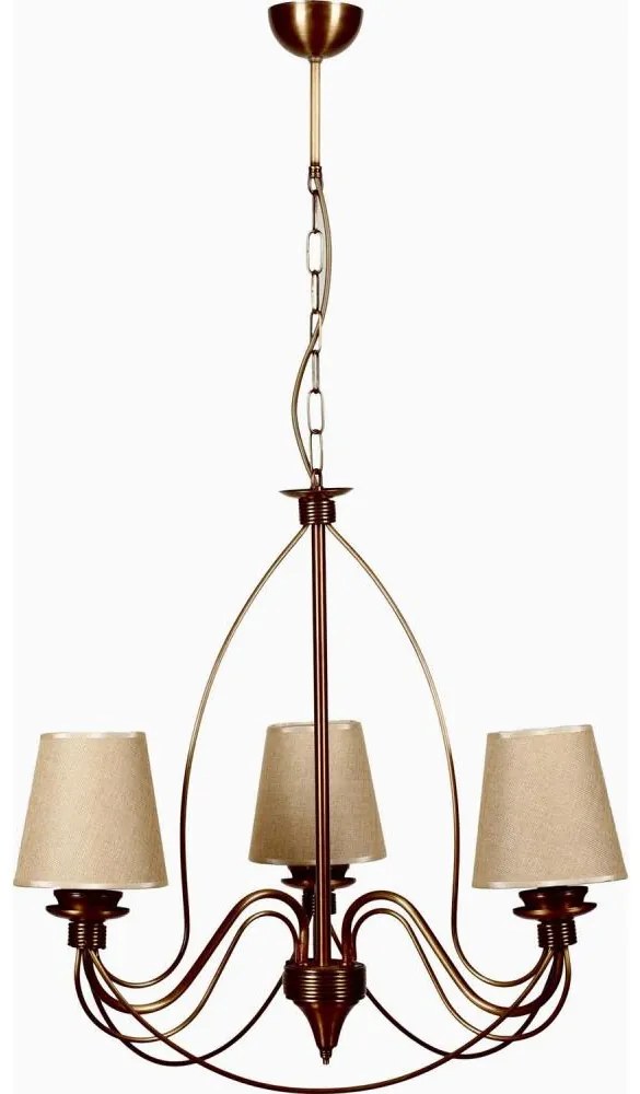 Lampadario a catena CLASSIC 3xE14/40W/230V bronzo/beige