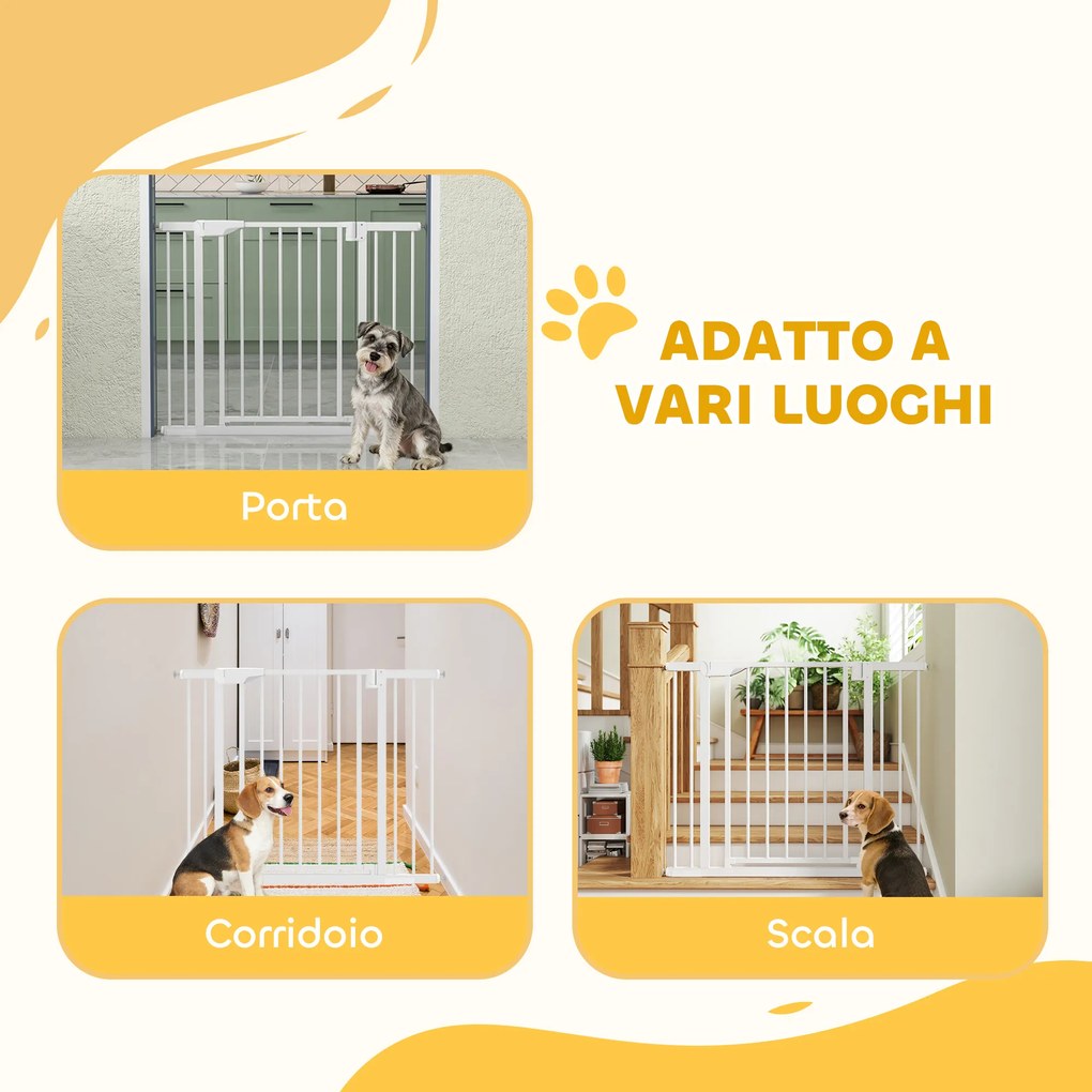 Cancello di Sicurezza per Bambini e Animali 76-103x76 cm Chiusura Automatica e Montaggio a Pressione Bianco...
