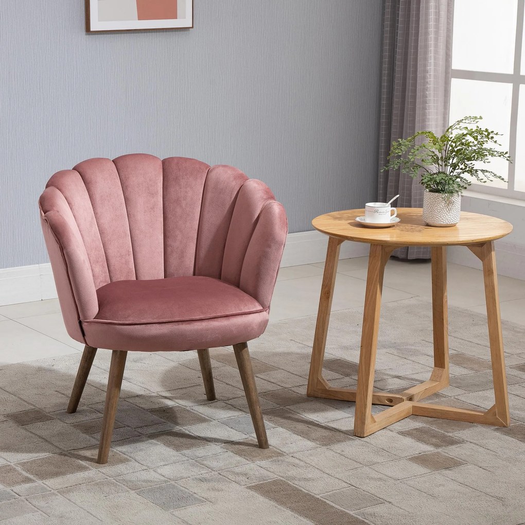 Poltrona Imbottita 66x72x79 cm in Velluto Rosa...