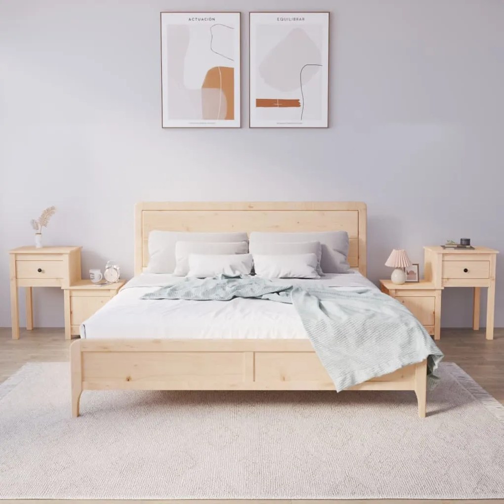 Comodini 2 Pz 79,5x38x65,5 Cm İn Legno Massello Di Pino /