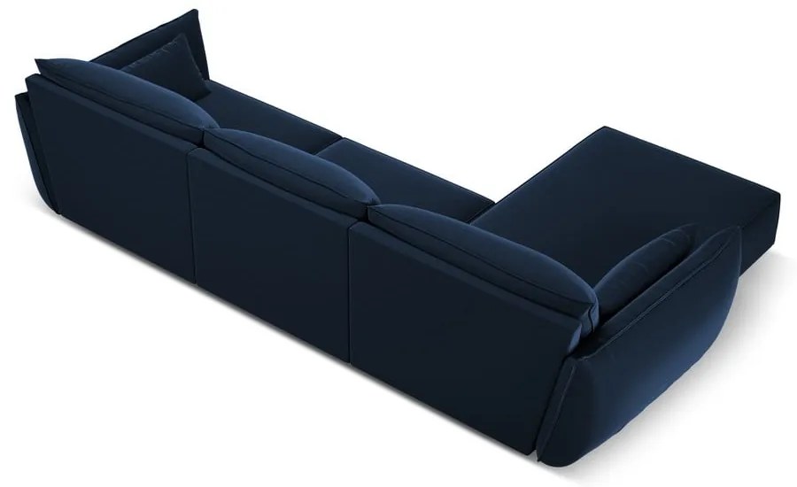 Divano angolare blu scuro (con penisola a sinistra/con chaise lounge) con rivestimento in velluto Vanda – Mazzini Sofas