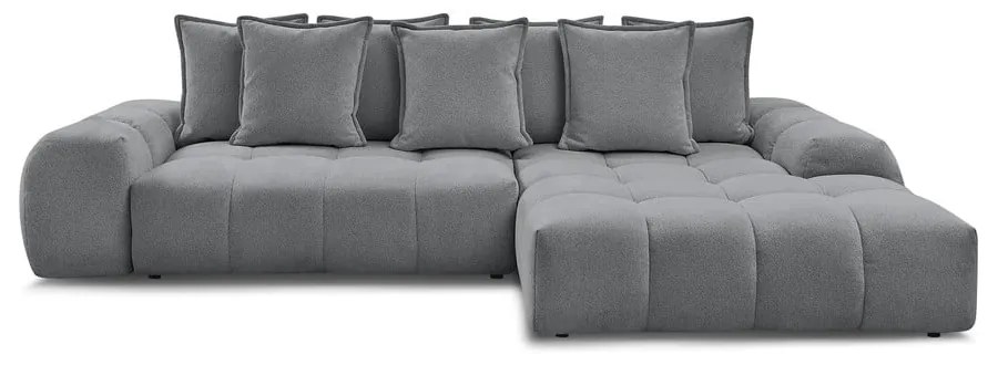 Divano angolare grigio scuro allungabile e con contenitore (penisola a destra/chaise lounge) con rivestimento in ciniglia Everest – Bobochic Paris