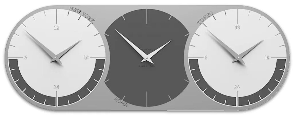 CalleaDesign Orologio World clock a 3 fusi – grigio quarzo