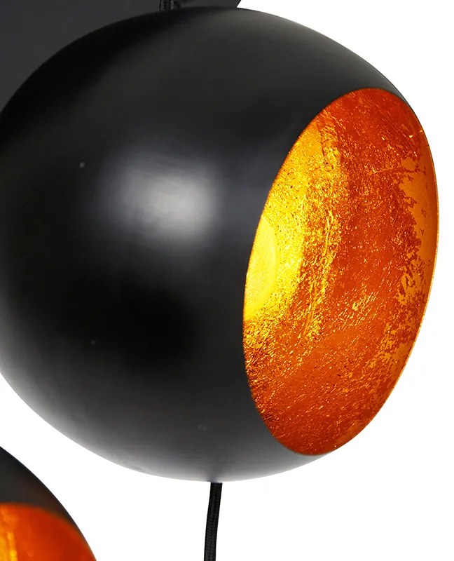Lampada a sospensione nera con interno dorato 7 luci - Crooked Cluster