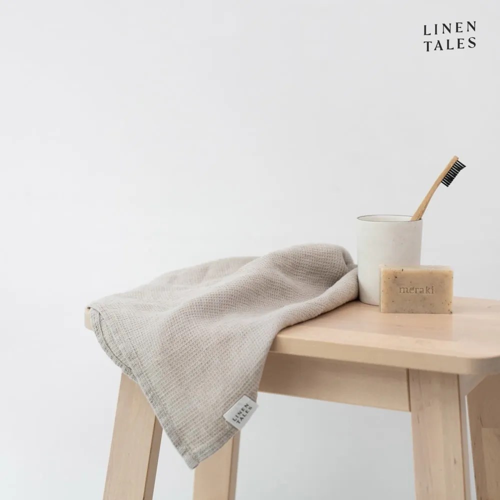 Asciugamano in lino waffle di colore naturale 45x65 cm Natural Fine Waffle - Linen Tales