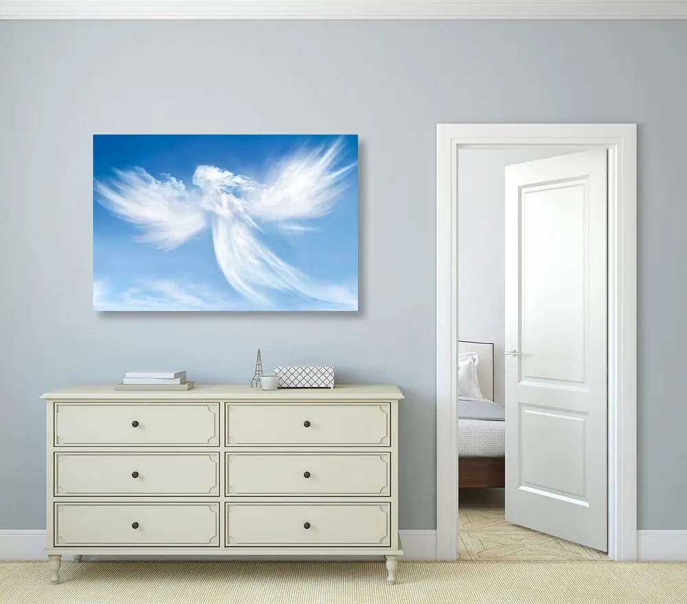 Quadro su tela – Figura d'angelo tra le nuvole