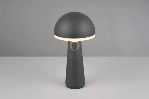Fungo lampada da tavolo ricaricabile antracite regolazione intesita...