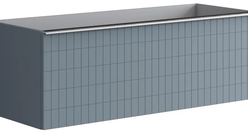 Mobile da bagno da fissare sotto lavabo L 120 x H 40 x P 45.5 cm indaco laccato, 2 cassetti Pixel grid
