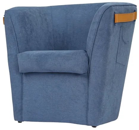 Poltrona Blu in tessuto antimacchia con tasche decorative