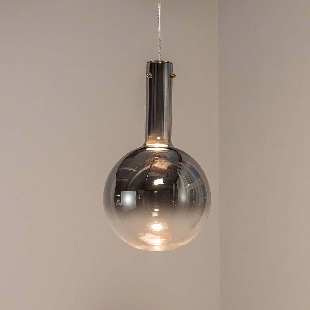 Eko-Light Lampada a sospensione Toronto, sfera in vetro cromato trasparente, Ø 25 cm