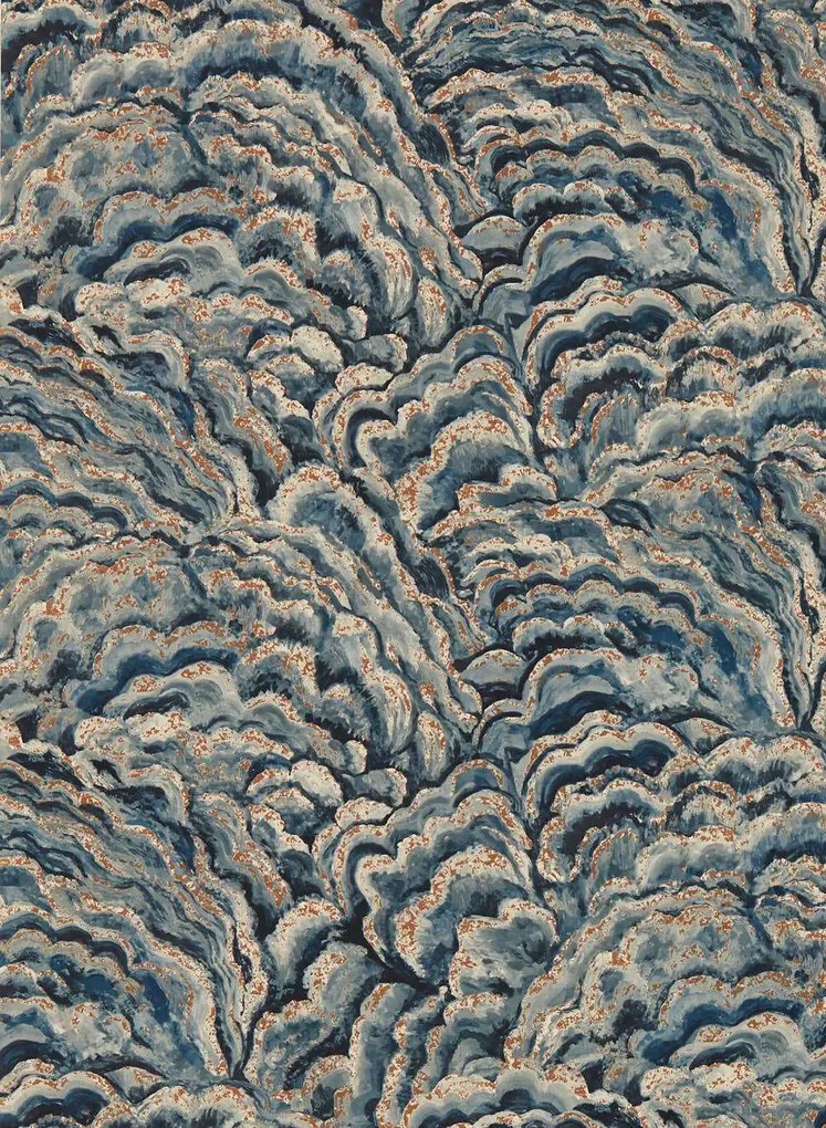 Clarke & Clarke Carta da parati Lumino - Midnight/ Copper