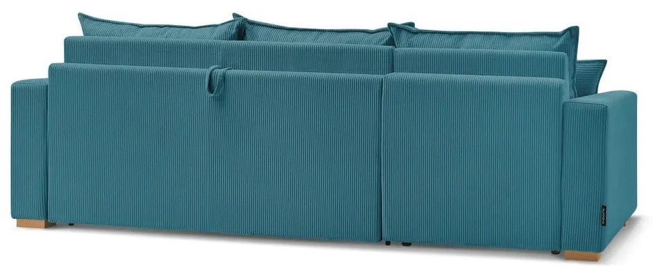 Divano angolare blu allungabile (con composizione variabile) con rivestimento in velluto a coste Augustin – Bobochic Paris