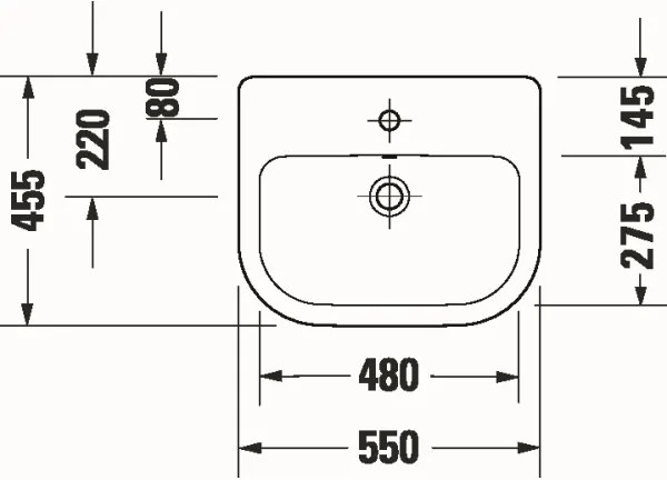Duravit 24035500002 - Lavabo da incasso D-CODE 55x45,5 cm in ceramica, bianco lucido