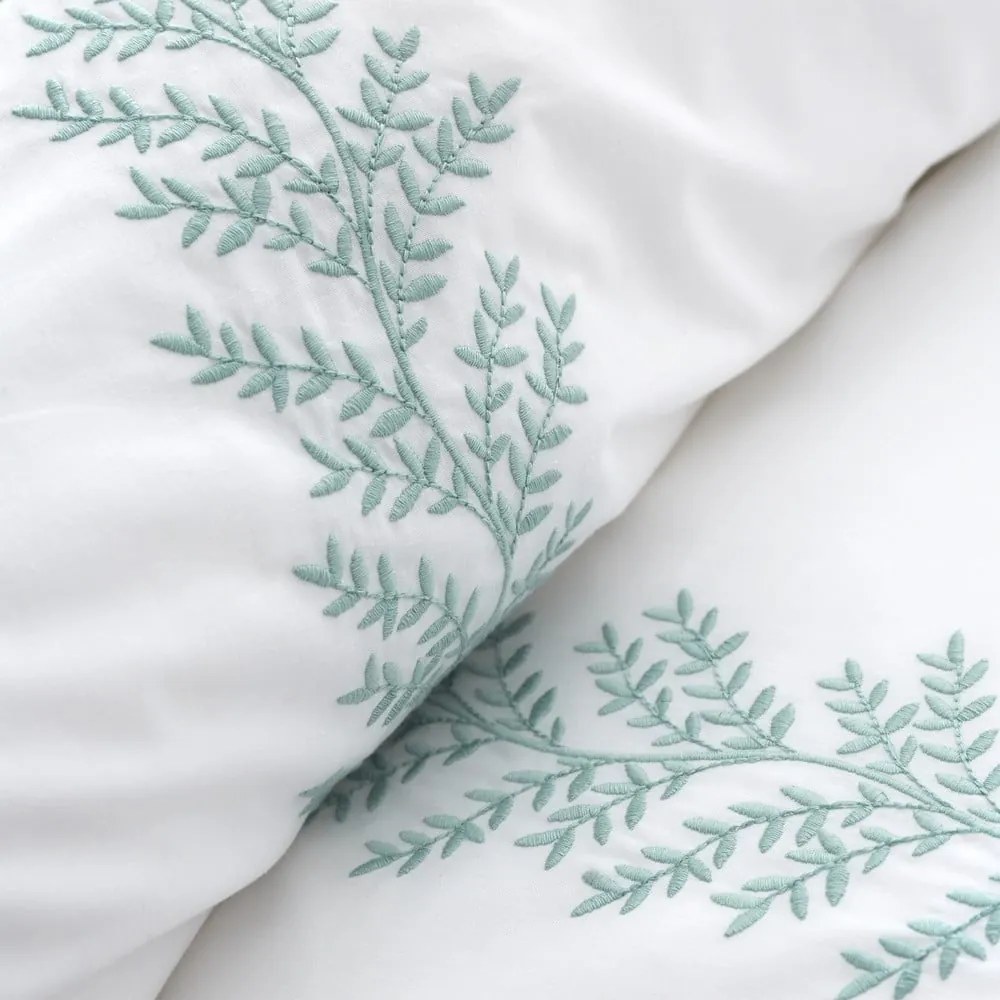 Biancheria da letto in cotone bianco 200x200 cm Embroidery Leaf - Bianca
