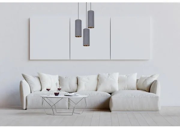 Lampadario a sospensione con filo AVALO 3xE27/60W/230V diametro 35 cm grigio