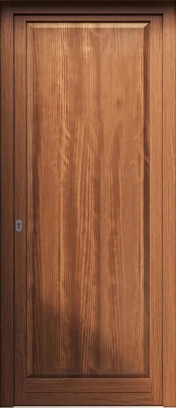 Portoncino d'ingresso in legno Bugnale 10 L 80 x H 210 cm noce apertura a destra