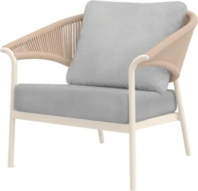 Salotto Da Esterno 5 Posti In Alluminio E Corda Con Tavolino Celia Avorio