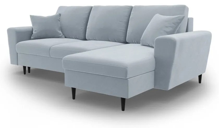Divano angolare azzurro allungabile e con contenitore con rivestimento in velluto Kyoto – Cosmopolitan Design