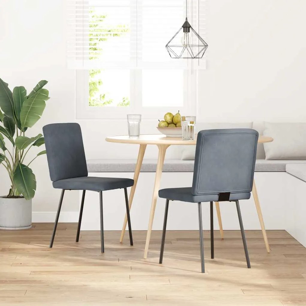 Sedie Da Pranzo 2 Pz Grigio Scuro İn Velluto /