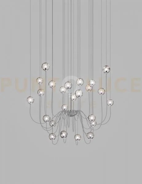 Puppet sospensione 24p fume' trasparente cromo lucido 24 luci attac...