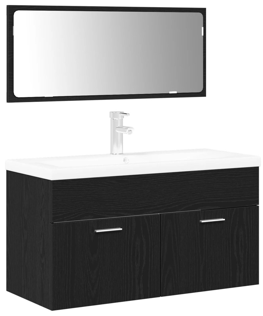 Set di mobili per bagno set da 2 rovere nero