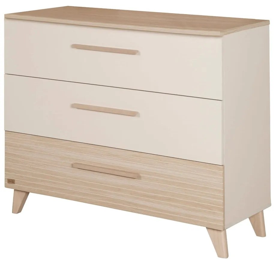 Cassettiera per bambini color crema/di colore naturale con effetto rovere con fasciatoio 110x98x75 cm Sidney – Roba