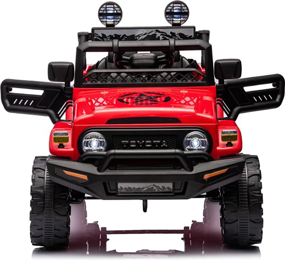 Macchina Elettrica per Bambini Fuoristrada Toyota Fj Cruiser 12V Telecomando Ruote in Gomma e Sedile in Pelle Rosso...