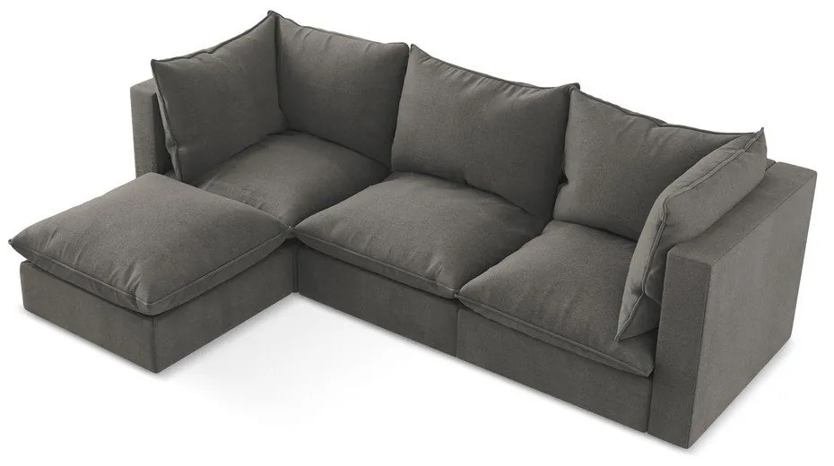 Divano angolare grigio scuro (con penisola a sinistra/con chaise lounge) Manao – Makamii