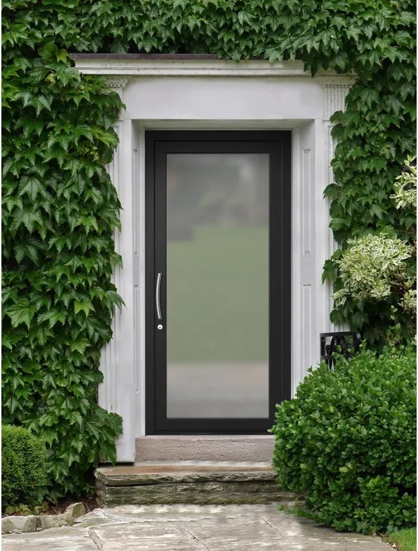 Portoncino d'ingresso Condo4 L 90 x H 210 cm in PVC nero, apertura spingere a destra