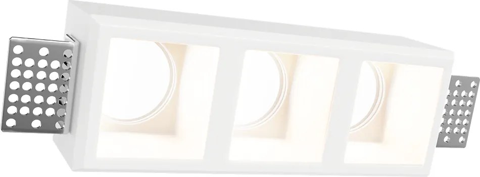 Portafaretto Rettangolare 220x80mm 3xGU10 in Gesso Pitturabile