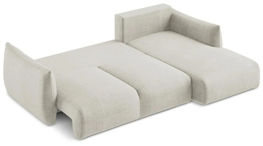 Divano angolare beige allungabile (con penisola a destra/con chaise lounge) Leila – Makamii