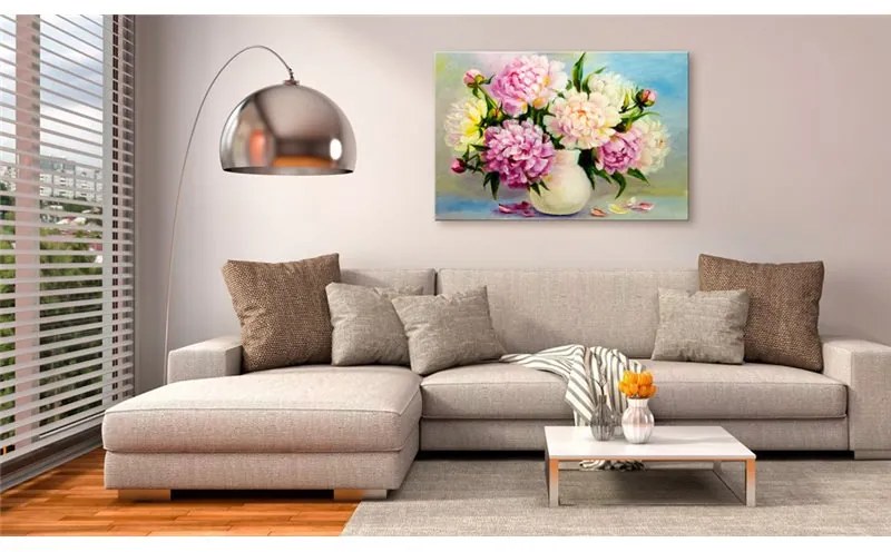 Quadro Peonies  Bouquet of Happiness  Colore Blu, Dimensioni e Misure 120x80