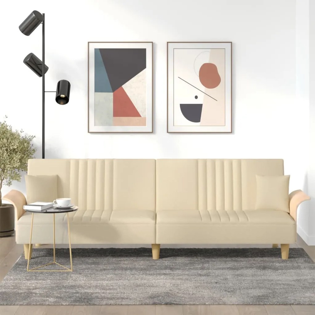 Divano Letto Con Braccioli Crema İn Tessuto /