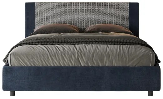 Letto matrimoniale contenitore imbottito 160x210 tessuto Labirinto 9 blu Rosal