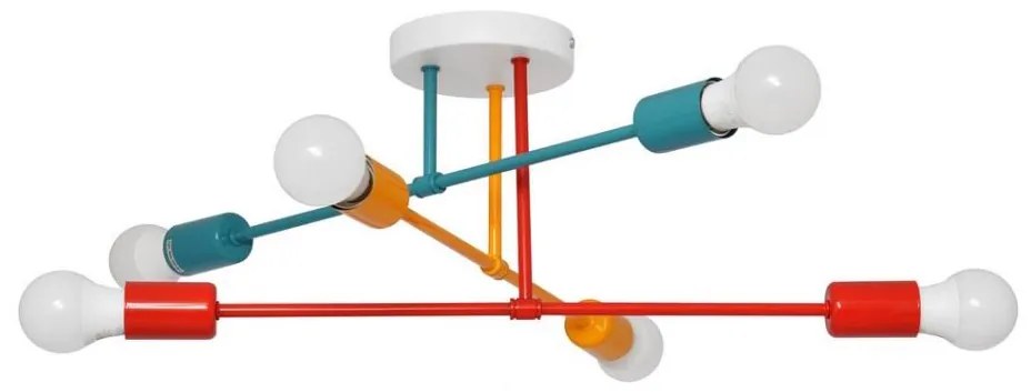 Lampadario a plafone CAMBRIDGE 6xE27/20W/230V blu/rosso/arancione