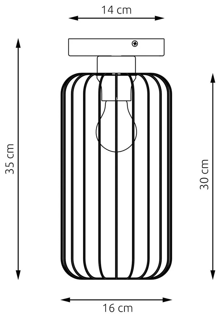 Plafonriera Minimal Industrial Barn 1 Luce Nera