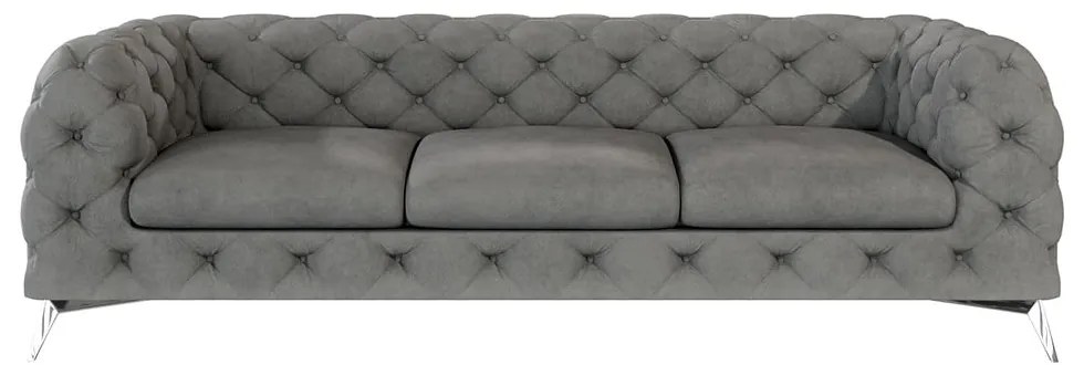 Divano grigio con rivestimento in velluto 243 cm Chelsea – Ropez