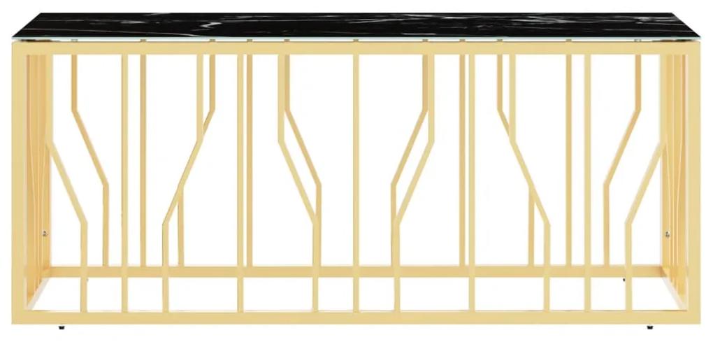 Tavolino da salotto oro110x45x45 cm in acciaio inox e vetro