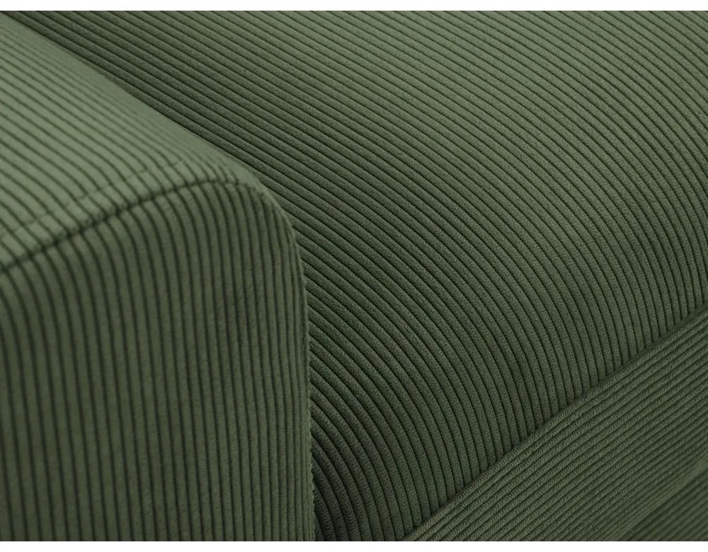 Divano angolare verde allungabile e con contenitore (con penisola a destra/con chaise lounge) con rivestimento in velluto a coste Kyoto – Cosmopolitan Design